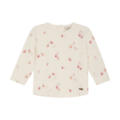 Langarm-Babyshirt mit Erdbeer-Print, cremefarben, ideal für gemütliche und stilvolle Kindermode.