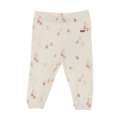 Weißes Babyhose mit rosa Erdbeer-Muster, perfekte gemütliche Kinderbekleidung für Alltag und Spielzeit.