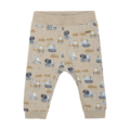 Babypants mit Bagger- und LKW-Muster in Beige, ideal für Baustellen-Fans. Weiche Baumwollhose für Kleinkinder.