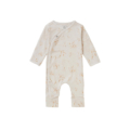 NOPPIES Strampler Bryant beige mit orangem All-Over-Pflanzenprint