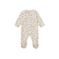 Beiges Baby-Strampler mit niedlichem Igelmuster und Druckknöpfen, langärmelig für besten Komfort und Wärme.
