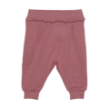 Rosa Babyhose aus Baumwolle mit Rüschenbund, ideal für bequeme und stilvolle Babykleidung.