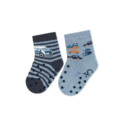 Bunte Kinder-Socken mit Auto-Design, rutschfeste Sohlen für sicheren Halt. Perfekt für aktive Kleinkinder.