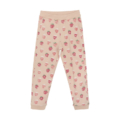 Kinderleggings mit Erdbeer-Print auf beigem Hintergrund, ideal für bequeme und stilvolle Outfits.