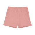 Rosa Mädchen-Shorts mit elastischem Bund und Taschen, ideal für Sommer und Freizeitkleidung.