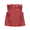 Rotes ärmelloses Top mit Rüschen für Kinder, ideal für Sommermode und stilvolle Alltagskleidung.