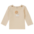 Beige Baby-Langarmshirt mit Druckknöpfen und Blumenmotiv Nothing But Blue Skies auf der Vorderseite. Ideal für Frühling.