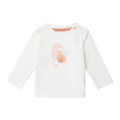 Weißes Langarmshirt für Kinder, Seepferdchen-Design, ideal für lässige Outfits.
