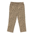 Beige Kinderhose mit schwarzem Blumenmuster, ideal für Alltag und Freizeit. Bequemer Gummizug für optimalen Tragekomfort.