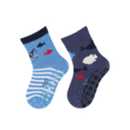 Bunte Kindersocken mit Hai- und Fischmotiven, rutschfest, ideal für Spiel und Spaß.