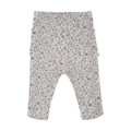 Baby-Leggings mit zartem Blumenmuster in Lila und Grün auf weißem Hintergrund – ideal für süße Frühlingsoutfits.