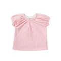 Rosa gestreiftes Babyoberteil mit kurzen Ärmeln und gerafften Details, ideal für sommerliche Outfits.