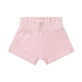Rosa gestreifte Kindershorts mit elastischem Bund, bequem und stilvoll für Sommerabenteuer.