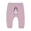 Babyhosen in Lila mit niedlichem Pinguinmotiv auf der Rückseite, elastischer Bund, 100% Baumwolle, bequem und weich.