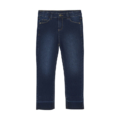 Dunkelblaue Kinderjeans mit klassischem 5-Taschen-Design und Knopfverschluss, ideal für Casual- und Alltagslooks.