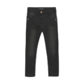 Schwarze Skinny-Jeans für Kinder, klassische Passform, mit Taschen und Knopfverschluss.