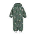 Grüner Kinderregenanzug mit niedlichen U-Bootmotiven und Kapuze, perfekt für regnerische Outdoor-Abenteuer.