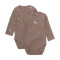 Braune Baby-Bodys aus Baumwolle mit Blumenmotiv, langärmelig, Set aus zwei Teilen. Ideal für Komfort und Stil.