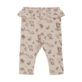 Baby-Leggings mit Waldtier-Print, beige, Rüschenbund. Kinder-Bekleidung, bequem und modisch. Ideal für den Herbst.