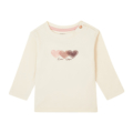 Babyshirt mit Herzmotiv und Aufschrift Love, cremefarben, Bio-Baumwolle, lange Ärmel, geeignet für kalte Tage.