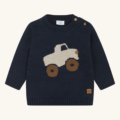 HUST & CLAIRE HCPilou dunkelblauer Strickpullover mit Auto-Motiv