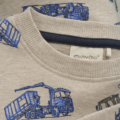 MINYMO beige Sweatshirt mit Baustellenfahrzeuge - Details