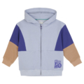 NOPPIES Cardigan Lander Light Sky relaxed fit - hellblau, dunkelblau und hellbraun, mit Kaputze
