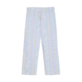 Blaue gestreifte Pyjamahose mit elastischem Bund und Kordelzug, ideal für bequeme Nächte und entspannte Tage.
