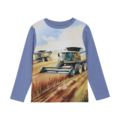 Blaues MINYMO Langarm-Shirt mit Mähdrescher-Print
