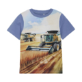 Blaues MINYMO T-Shirt mit Mähdrescher-Print