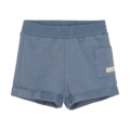 Blaue Kinder-Shorts mit elastischem Bund und Tasche, bequem für den Sommer. Ideal für aktive Kinder.