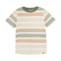 Gestreiftes T-Shirt aus Baumwolle in Beige, Gelb und Grün für Kinder, ideal für lässige Alltagslooks.