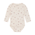 Langärmeliger Baby-Body mit niedlichem Marienkäfer-Print, beige. Perfekt für komfortables und stilvolles Baby-Outfit.