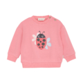 Rosa Baby-Sweatshirt mit niedlichem Marienkäfer-Motiv, ideal für den Frühling. Mix aus Komfort und Stil für kleine Trendsetter.