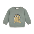 Grauer Kinderpullover mit niedlichem Dinosaurier-Design, ideal für kalte Tage und stilvollen Look.