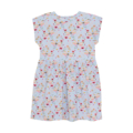 Blaues Kinderkleid mit Libellen- und Blumenmuster, perfekt für den Sommer. Bequeme, stylische Mädchenmode.