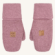 Warme rosa Kinderfäustlinge aus Strick mit Markenlabel, ideal für kalte Wintertage.