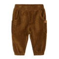 Braune Baby-Cordhose mit Taschen und elastischem Bund, ideal für komfortable und stilvolle Kinderkleidung.