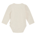 Rückansicht eines cremefarbenen Babybodys mit langen Ärmeln, ideal für weiche und gemütliche Kleidung.