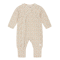 Langarm-Babystrampler mit zartem Blumenmuster auf weißem Hintergrund, ideal für gemütliche und stilvolle Babys.