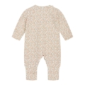 Langärmeliger Baby-Strampler mit floralem Muster in sanften Farben, ideal für Komfort und Stil.