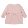 Rosa Babykleid aus weichem Stoff, langärmelig, Rückansicht, ideal für Komfort und Stil. Perfekt für jede Jahreszeit.