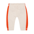 Weiße Baby-Leggings mit elastischem Bund und roten Seiteneinsätzen, bequemes Design für Kleinkinder.