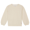 Cremefarbener Sweatshirt mit Blumenstickerei, geeignet für Kinder; perfekter Mix aus Style und Komfort.
