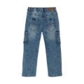 Jeanshose mit weitem Schnitt und aufgesetzten Taschen, Rückansicht. Ideal für entspannte, stylische Freizeit-Looks.