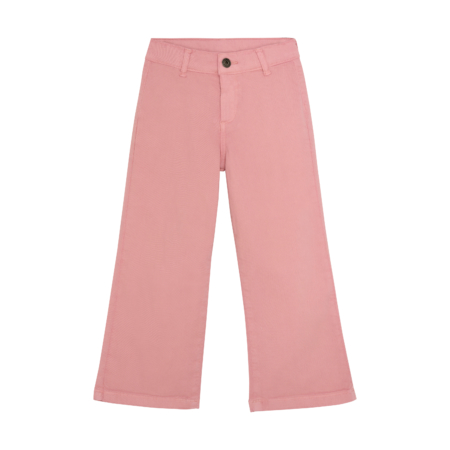 Rosa Damen-Hose mit weitem Bein, aus Baumwolle, modisch und bequem für lässige Anlässe.