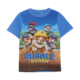 Blaues Kinder T-Shirt mit bunten Cartoon-Hunden und Rubble & Crew-Aufdruck, ideal für Fans von Abenteuern.
