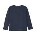 Dunkelblaues Langarmshirt für Kinder, Rückseite, aus weichem Baumwollstoff, ideal für den Herbst oder Winter.