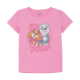 Rosa T-Shirt mit „Girl Power“-Aufdruck und zwei fröhlichen Cartoon-Figuren, ideal für Kinder mit Stil.
