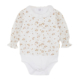 Weiße Baby-Kleidung mit zartem Blumenmuster und Knöpfen, ideal für besonderen Anlässe oder tägliche Entdeckungstouren.